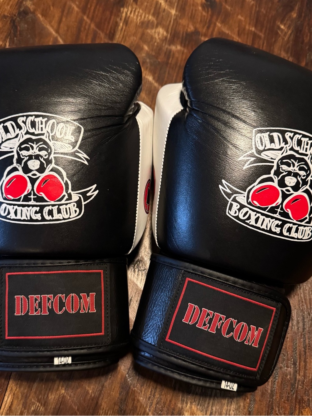 DEFCON Old School Boxing Club Black & Red Boxing Gloves | 14 oz
